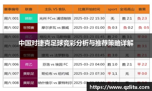 中国对捷克足球竞彩分析与推荐策略详解